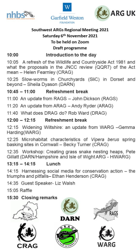 SW Regional ARG meeting 6 November  2021   programme